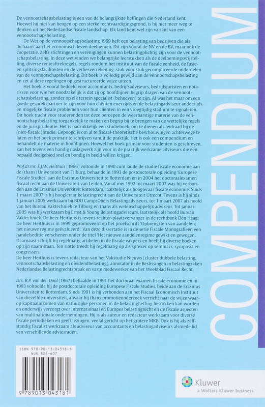 Achterkant van Compendium van de vennootschapsbelasting