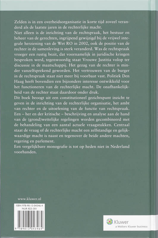Achterkant van Rechterlijke organisatie, rechters en Rechtspraak