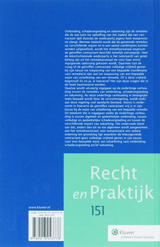 Achterkant van Ontbinding, schadevergoeding en nakoming