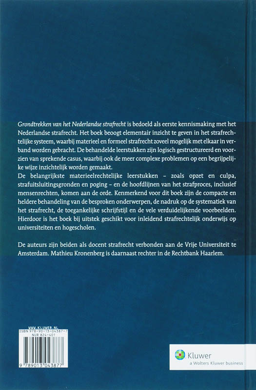 Achterkant van Grondtrekken van het Nederlandse strafrecht
