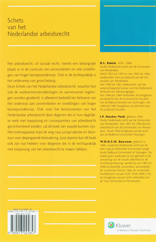 Achterkant van Schets van het Nederlands arbeidsrecht
