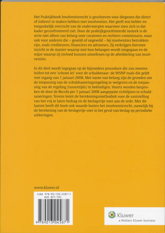 Achterkant van Schuldsanering van natuurlijke personen