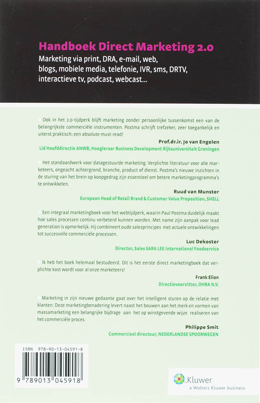 Achterkant van Handboek Direct Marketing 2.0