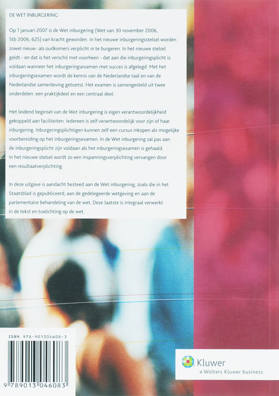 Achterkant van Tekst en Toelichting Wet Inburgering nieuwkomers
