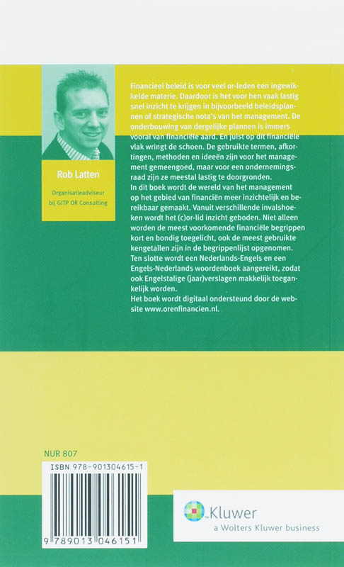 Achterkant van OR en financiele begrippen