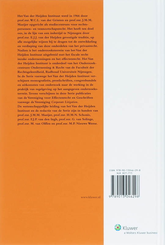 Achterkant van Geschriften vanwege de Vereniging Corporate Litigation 2006-2007