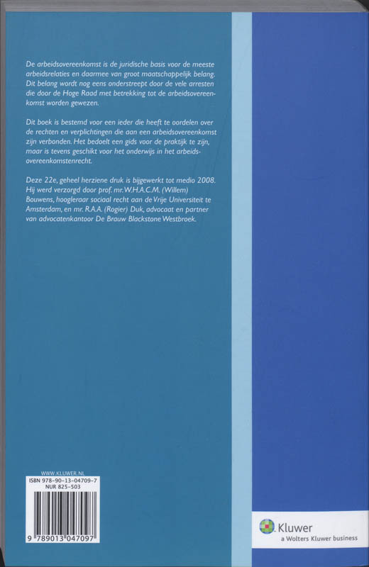 Achterkant van Arbeidsovereenkomstenrecht