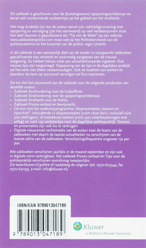 Achterkant van 50 tips voor de politiepraktijk 2008/2009