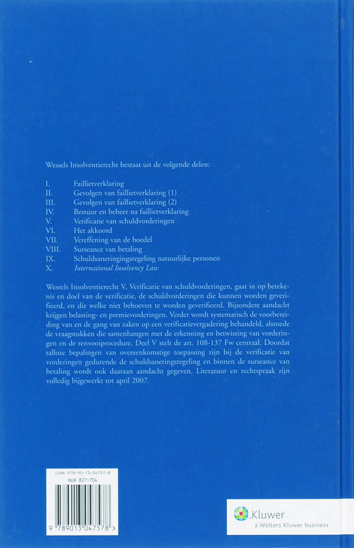 Achterkant van V Verificatie van schuldvorderingen