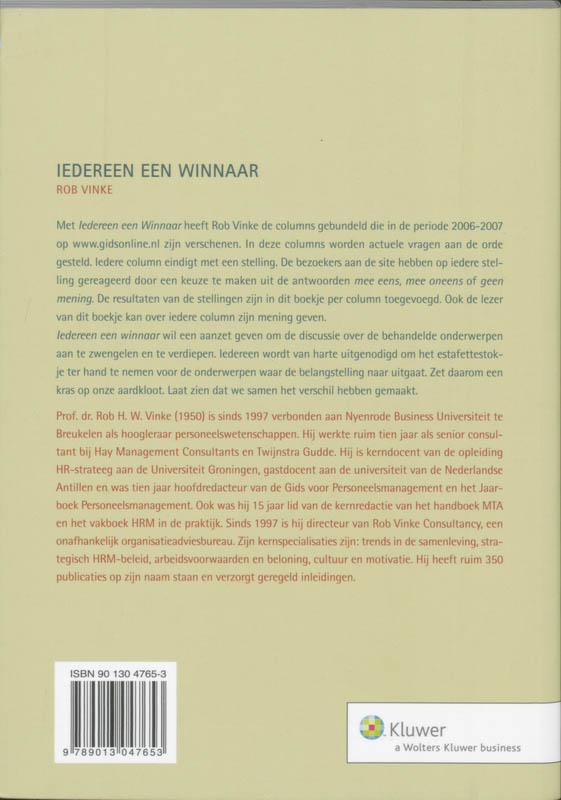 Achterkant van Iedereen een winnaar