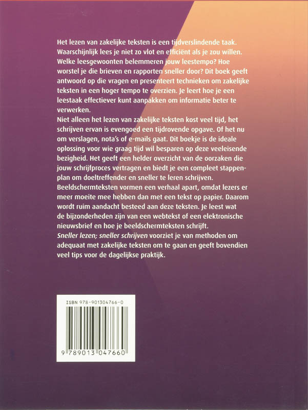 Achterkant van Sneller lezen, sneller schrijven