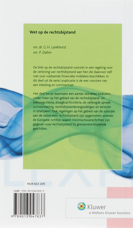 Achterkant van Wet op de rechtsbijstand
