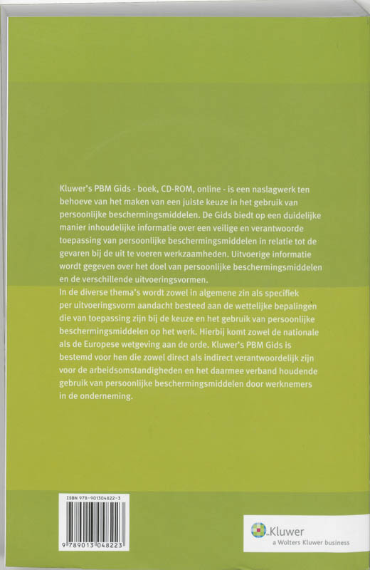 Achterkant van Kluwer's PBM-Gids