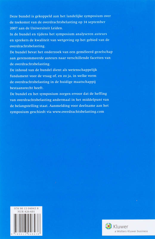 Achterkant van De toekomst van de overdrachtsbelasting