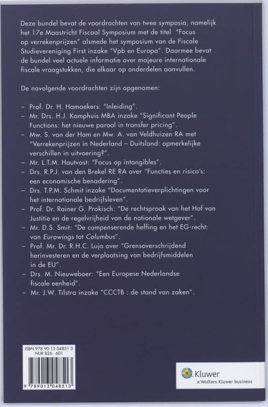 Achterkant van Focus op verrekenprijzen en Europa