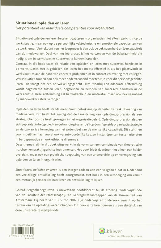 Achterkant van Situationeel opleiden en leren