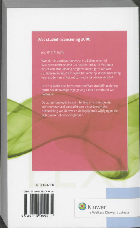 Achterkant van Wet studiefinanciering 2000