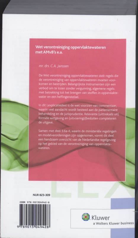Achterkant van Wet verontreiniging oppervlaktewateren met AMVB's