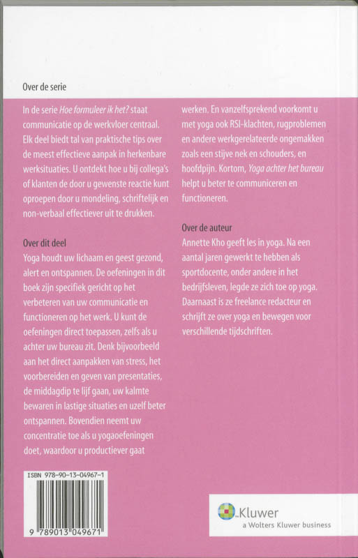 Achterkant van Yoga achter het buro