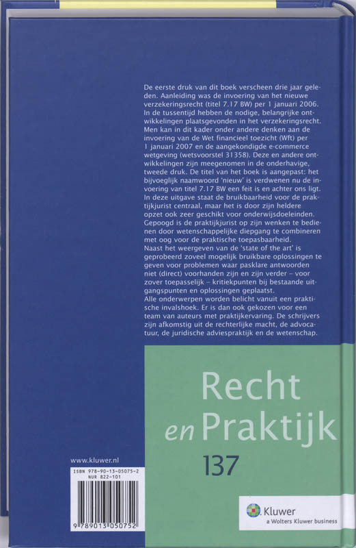 Achterkant van Nieuw verzekeringsrecht praktisch belicht
