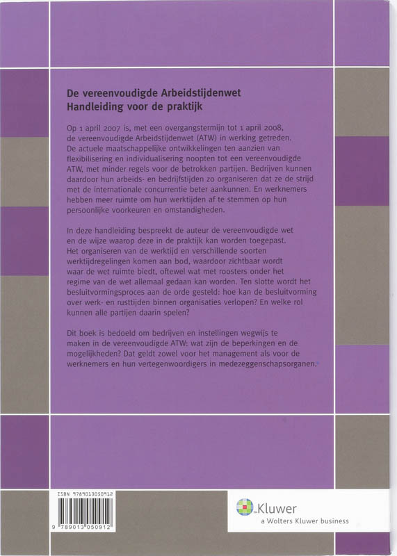 Achterkant van De vereenvoudigde Arbeidstijdenwet