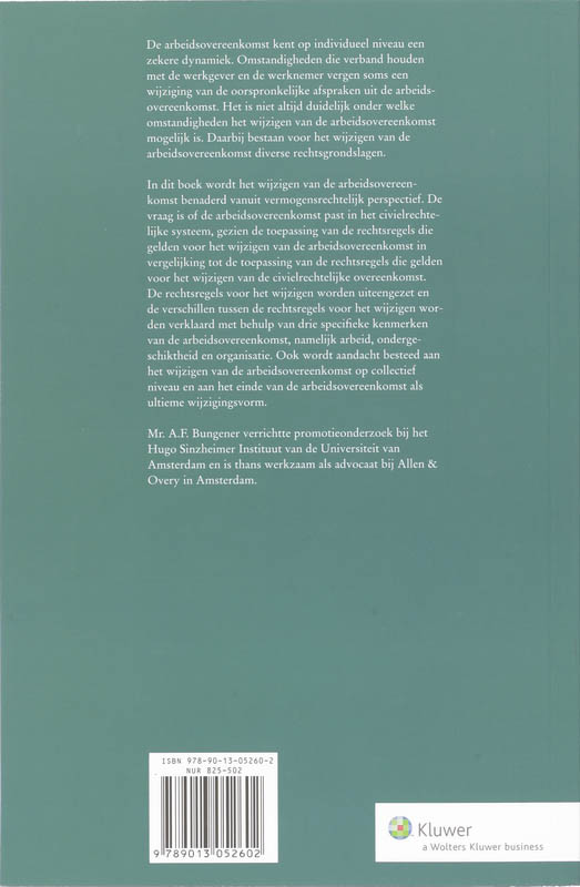 Achterkant van Het wijzigen van de arbeidsovereenkomst in vermogensrechtelijk perspectief