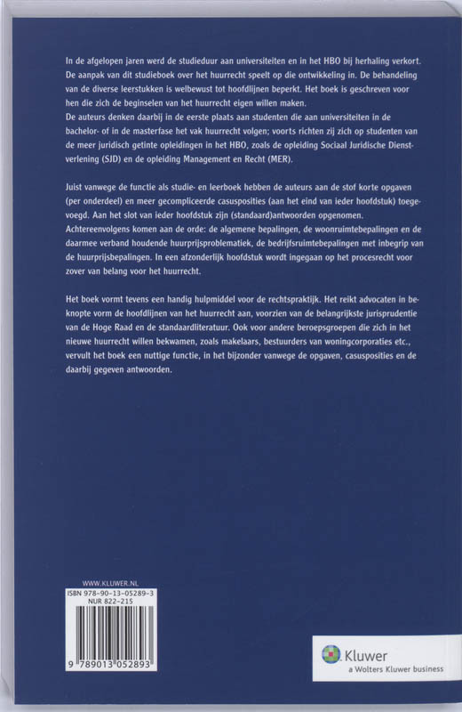 Achterkant van Hoofdlijnen in het huurrecht