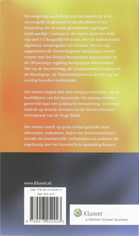 Achterkant van Huurrechtmemo 2008/2009