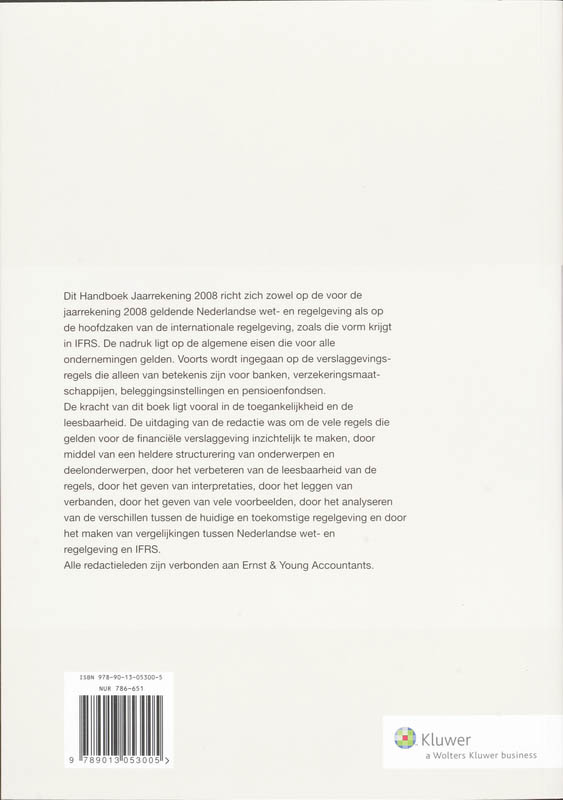 Achterkant van Ernst & Young Handboek Jaarrekening 2008