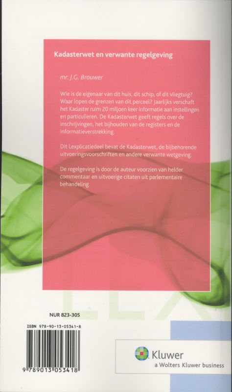 Achterkant van Kadasterwet en verwante regelgeving
