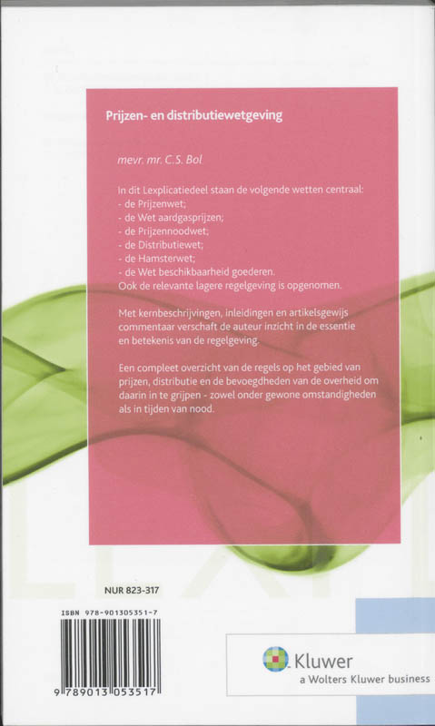 Achterkant van Prijzenwet e.a. regelgeving