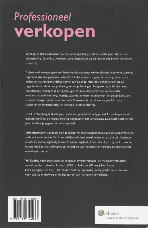 Achterkant van Professioneel Verkopen