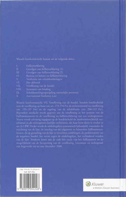 Achterkant van Vereffening van de boedel