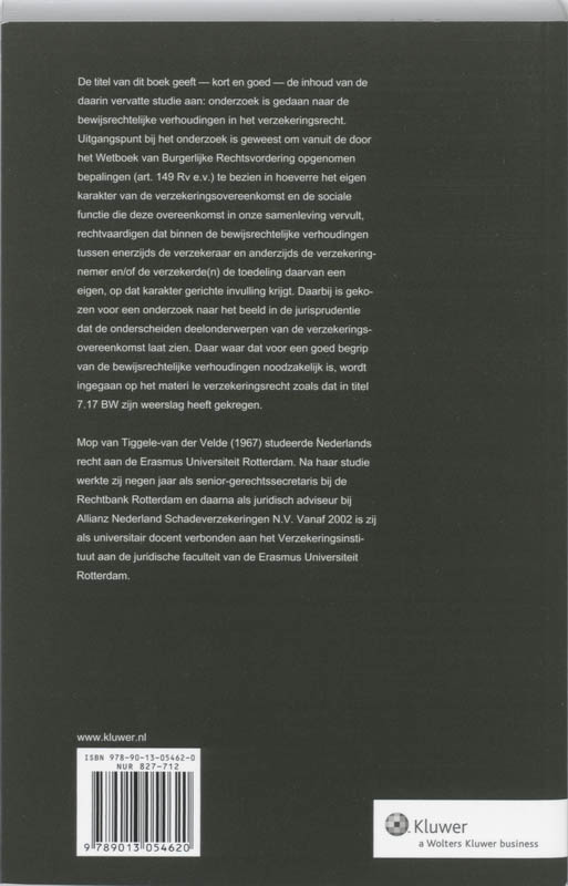 Achterkant van Bewijsrechtelijke verhoudingen in het verzekeringsrecht