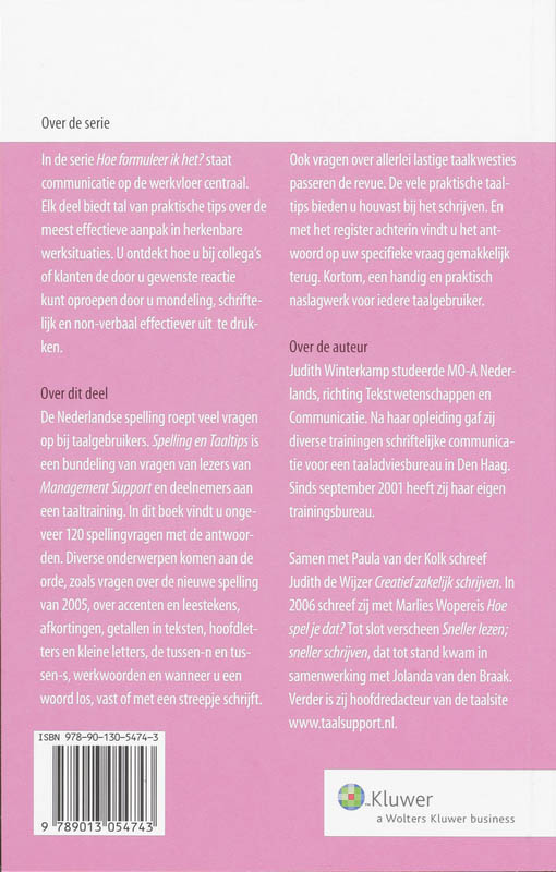 Achterkant van Spelling en taaltips