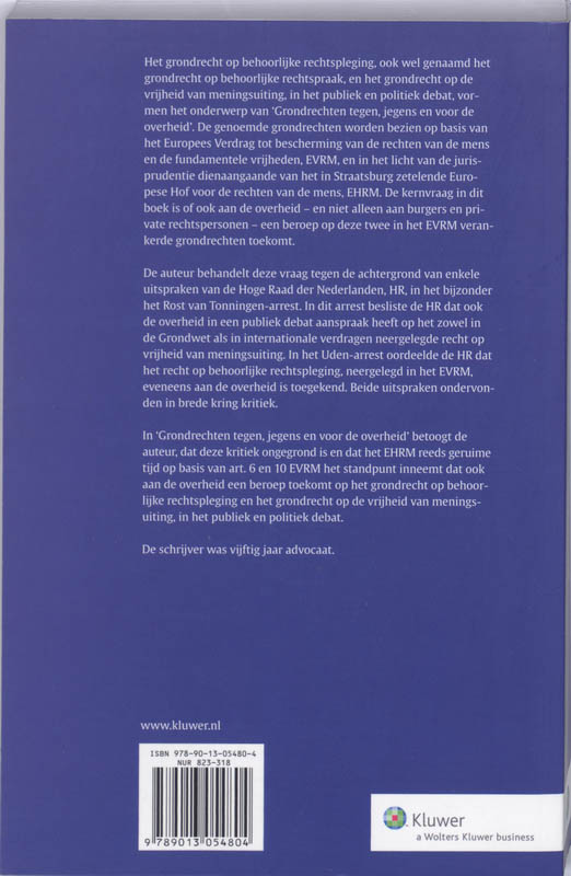 Achterkant van Grondrechten tegen, jegens en voor de overheid