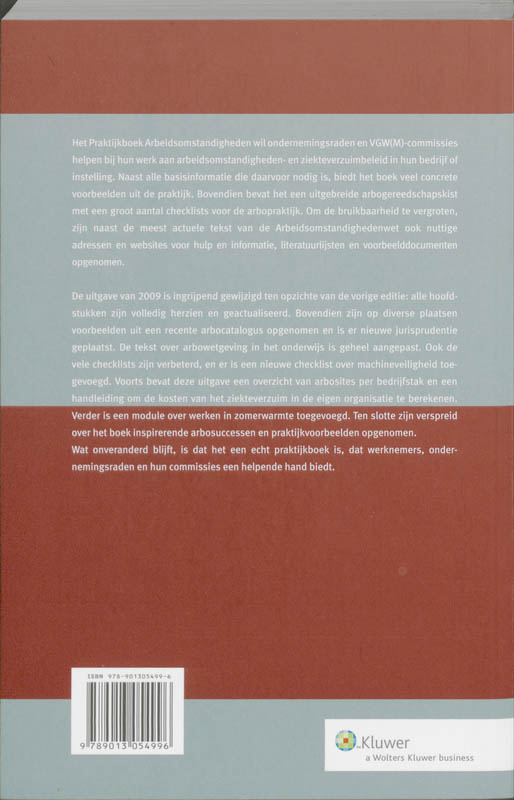 Achterkant van Praktijkboek Arbeidsomstandigheden