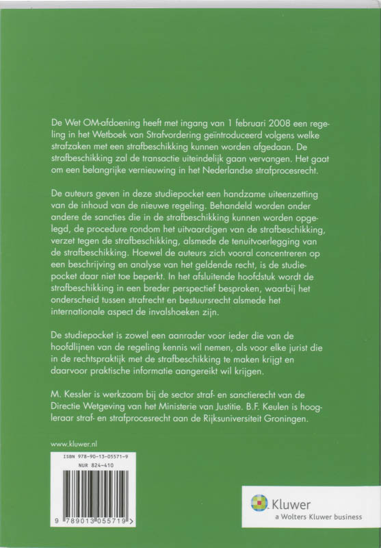 Achterkant van De strafbeschikking