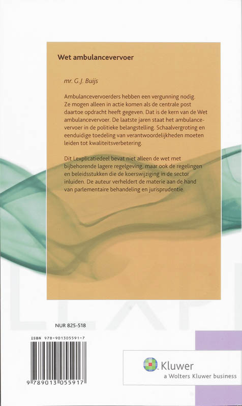 Achterkant van Wet ambulancevervoer