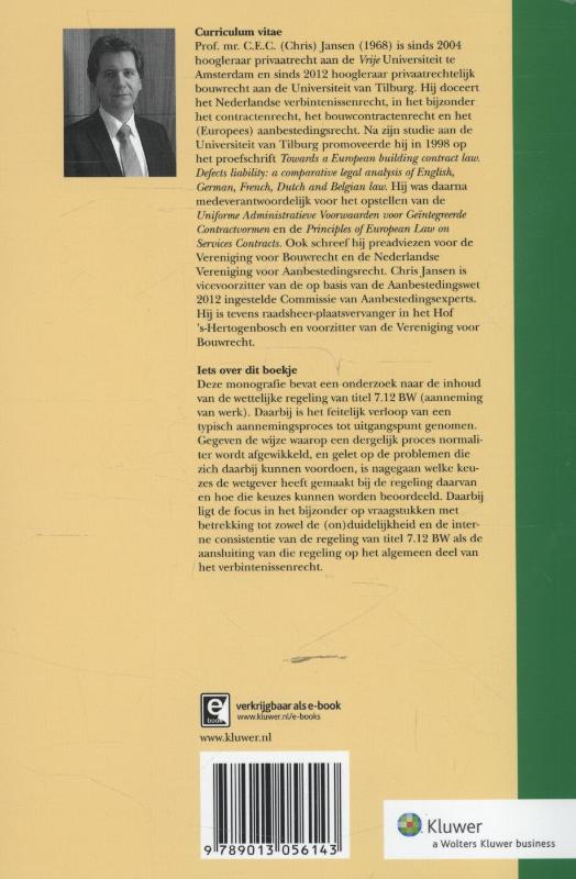 Achterkant van Aanneming van werk