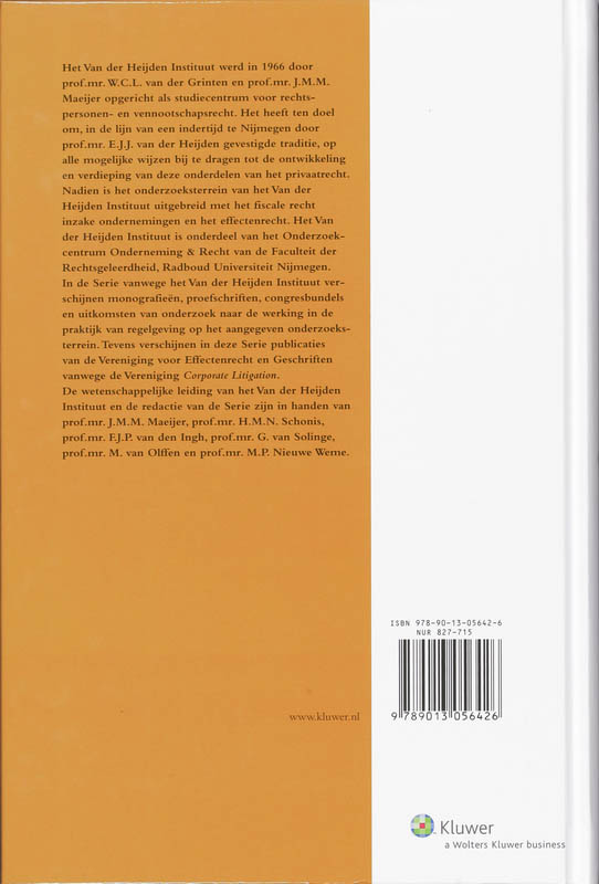 Achterkant van Geschriften vanwege de Vereniging Corporate Litigation 2007-2008