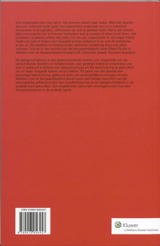 Achterkant van Werken met de leergeschiedenis