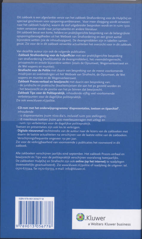 Achterkant van Strafvordering voor de Opsporingsambtenaar