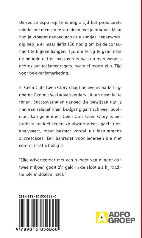 Achterkant van Geen Guts Geen Glory