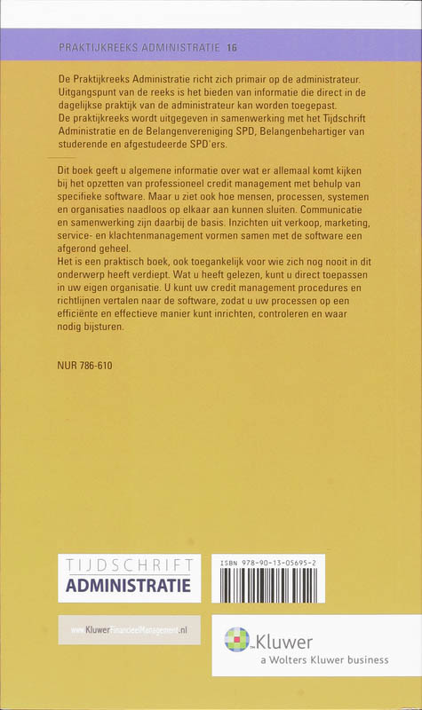 Achterkant van Credit management software