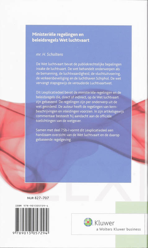 Achterkant van Ministeriële regelingen en beleidsregels Wet luchtvaart