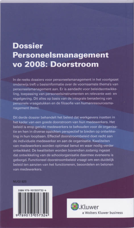 Achterkant van Dossier Personeelsmanagement VO 2008: Doorstroom