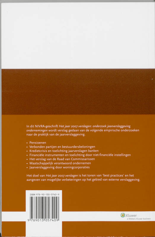 Achterkant van Het jaar 2007 verslagen
