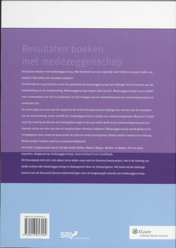 Achterkant van Resultaten boeken met medezeggenschap