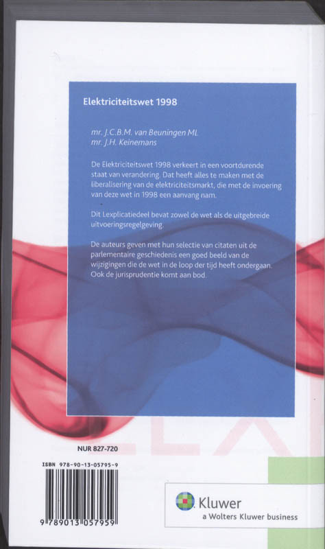 Achterkant van Elektriciteitswet 1998
